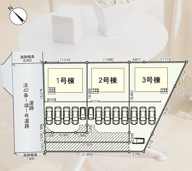 【区画図】 | Cradle garden　大河原町南桜町第２　３号棟