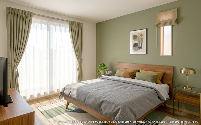 【完成予想図】 | 【主寝室　イメージパース】
※画像は設計図面を基に作成したイメージです。