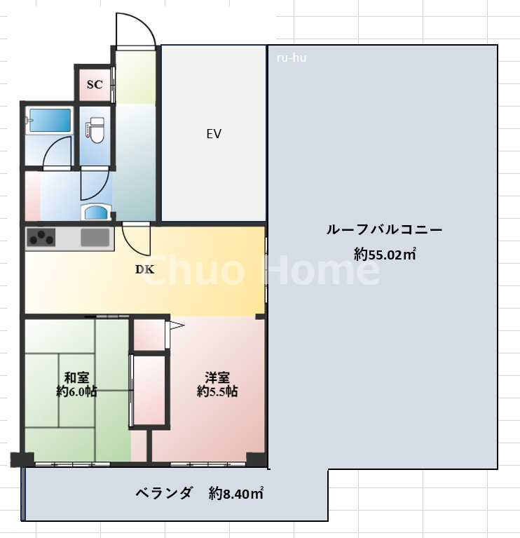 ソフトタウン亀有の間取り|角部屋住戸につきまして日当たり・通風良好