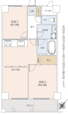 ライオンズマンション市場前の間取り