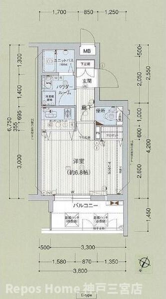 プレサンス三宮花時計前の間取り
