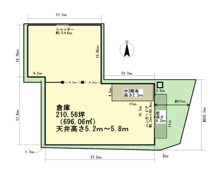 足立区花畑３丁目の倉庫の間取り