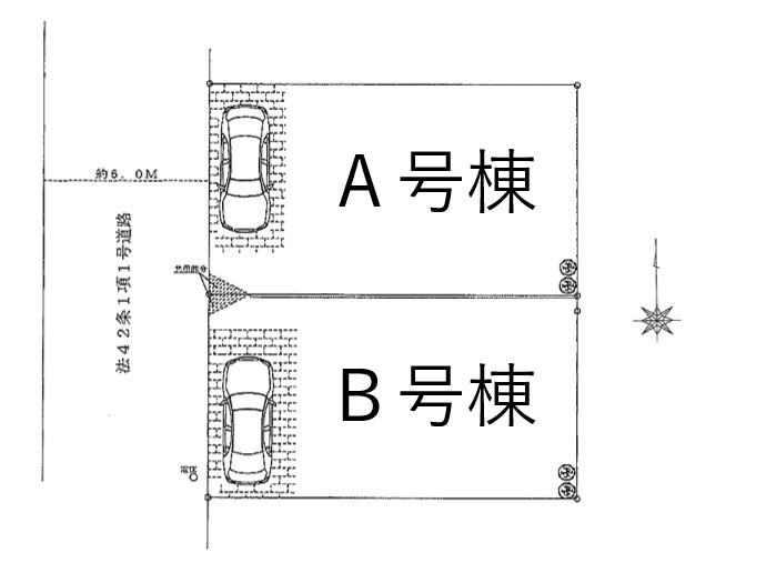 八王子市　散田町　新築一戸建て　１５期の区画図|～全2区画、西6ｍ道路に面している整形地～