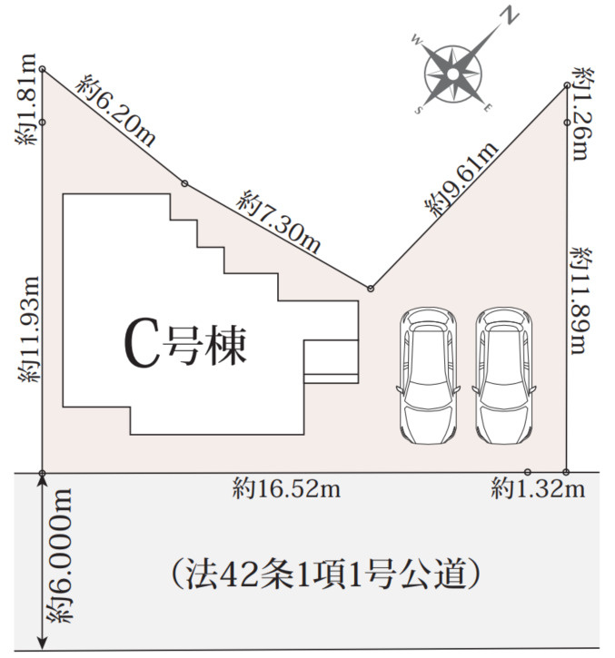 新築戸建　富士市鮫島422番　全3棟C号棟の区画図|C棟です