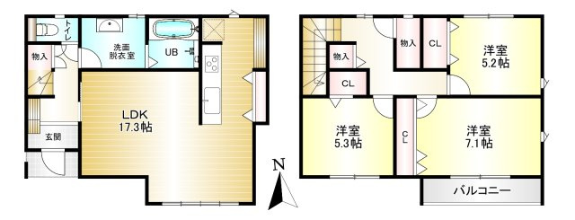 橿原市小槻町 の間取り|3LDK　土地面積：132.24㎡　建物面積：91.08㎡　駐車スペースあり