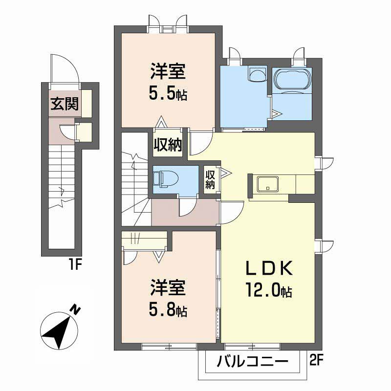 グレースメゾン湊　F棟の間取り