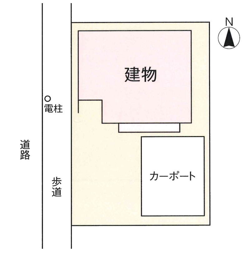 小牧市久保一色南２丁目　中古戸建の区画図|カーポートあり。駐車４台可能