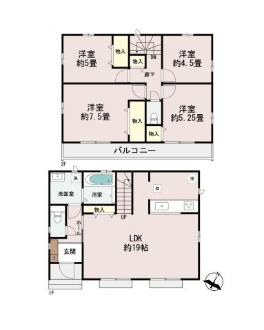 【間取り】 | 【間取り図：B号棟】陽の光をたっぷりと浴びながら気持ち良く生活が出来ます。夢のマイホーム、夢ではなく実現出来ます！見学・ご相談等、お気軽にご連絡下さい。