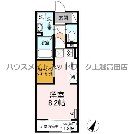 マウント.ナンバ　オータムの間取り|間取図（マウント.ナンバ　オータム 107）1R