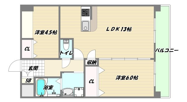 大阪市東淀川区西淡路３丁目の賃貸マンションの間取り