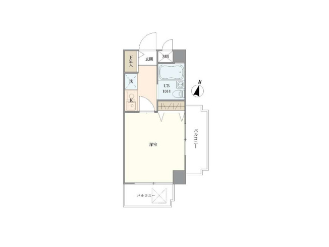 【間取り】 | フレンドポート南町田 | 独立したキッチンと居室を備えた1Kの中古マンション。コンパクトでも使い勝手がよく、単身の方やセカンドハウスにも向く住まいです。無駄のない動線と収納の工夫で、限られた空間でも暮らしやすさを追求しました。