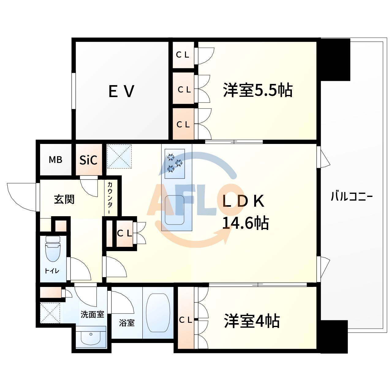 Noire北堀江　堀江小学校区の間取り|ノアレ北堀江　間取り