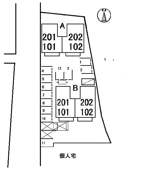 ディアス庭瀬　Ａ棟　の区画図