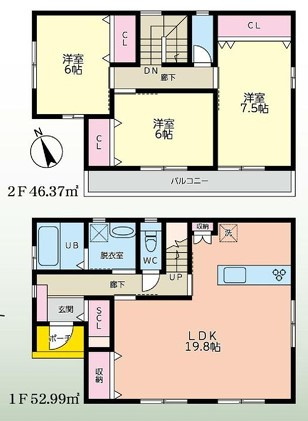 ◎高座郡寒川町岡田3丁目　売地　A区画の参考プラン|建物参考プラン◇