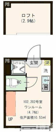 江戸川区東小岩６丁目のアパートの間取り