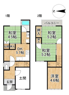 【間取り】 | 上賀茂北大路町貸家