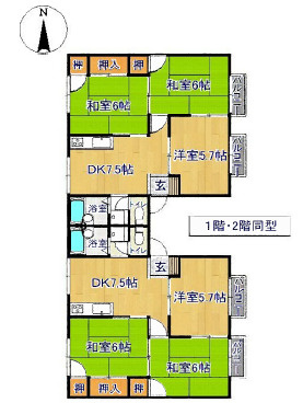 橿原市曽我町　収益ハイツの間取り