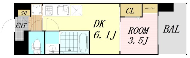 Dimora難波　仲介手数料無料の間取り
