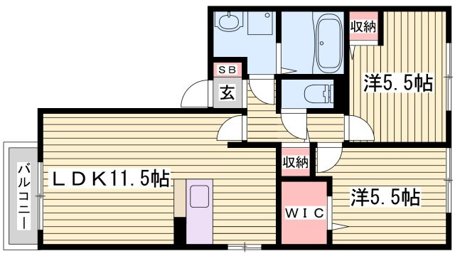 高砂市梅井１丁目のハイツの間取り