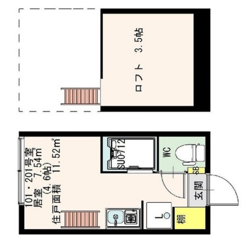 中野区中央５丁目のアパートの間取り