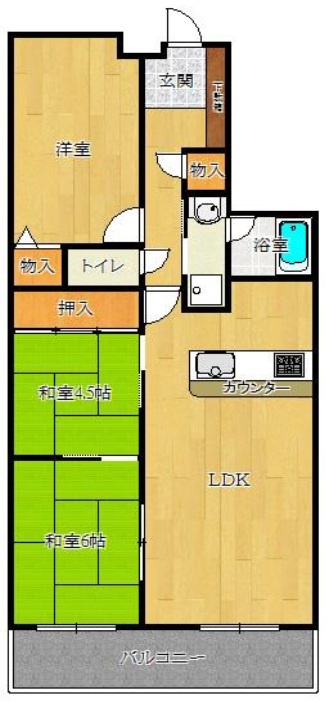 西宮市里中町２丁目の賃貸マンションの間取り