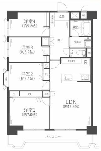 朝日プラザ千里D棟の間取り|4LDKの物件です