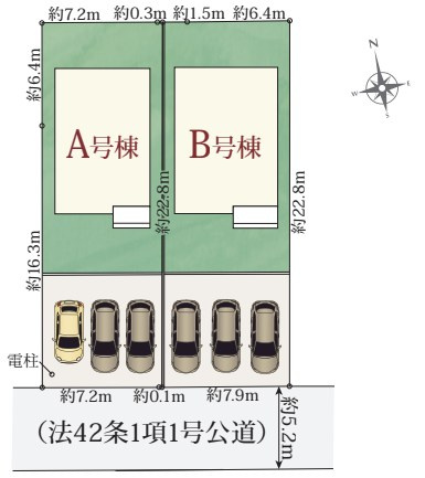 焼津市東小川2丁目  全2棟の区画図