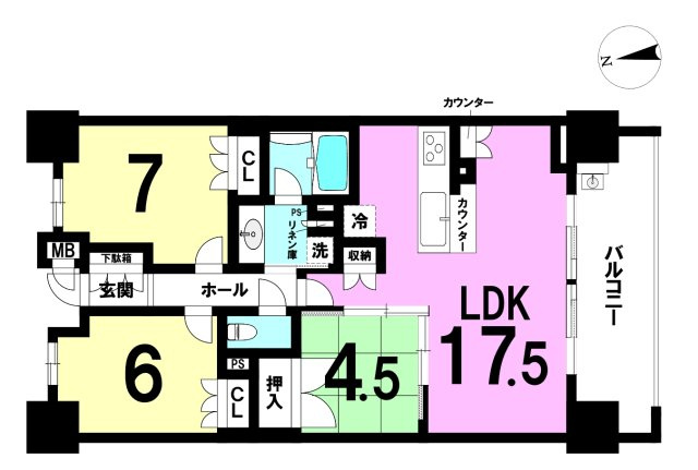 プレミスト元浜の間取り|3LDKの間取りになります。