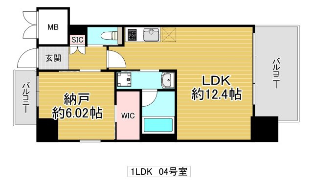 東大阪市森河内西２丁目の賃貸マンションの間取り