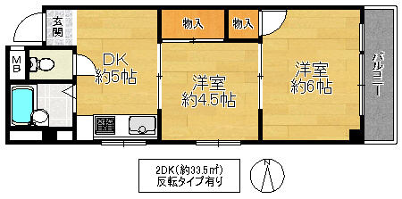 大阪市城東区天王田の賃貸マンションの間取り
