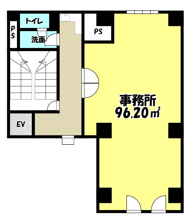 大阪市中央区東平２丁目の店舗事務所の間取り