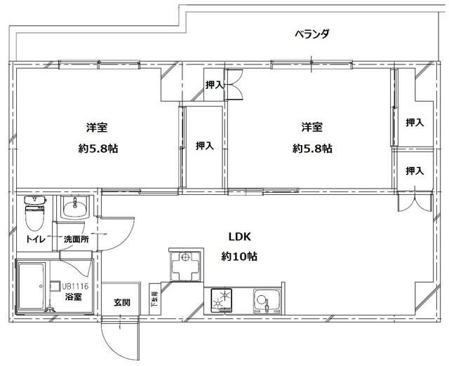 ハタノコーポの間取り|間取りです。