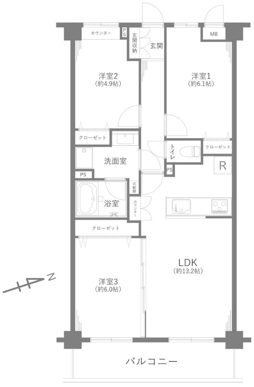 藤和ライブタウン松戸新八柱Ⅲの間取り|3LDK 専有面積70.20m2 バルコニー面積8.55m2