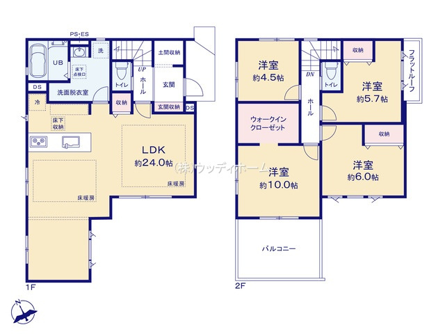 越谷市赤山町23期　新築一戸建て　2号棟の間取り