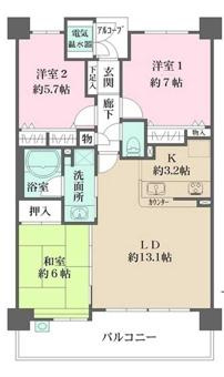 西宮市段上町３丁目の賃貸マンションの間取り