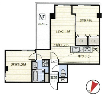 神戸市灘区神ノ木通１丁目の賃貸マンションの間取り