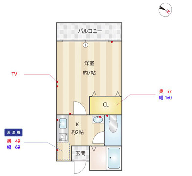 神戸市東灘区住吉宮町２丁目の賃貸マンションの間取り