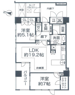 神戸市中央区栄町通２丁目の賃貸マンションの間取り