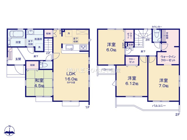 『八王子市新築戸建て』八王子市石川町314【仲介手数料無料】　の間取り|～仲介手数料無料☆八王子ひなた不動産～八王子市石川町　新築戸建て
