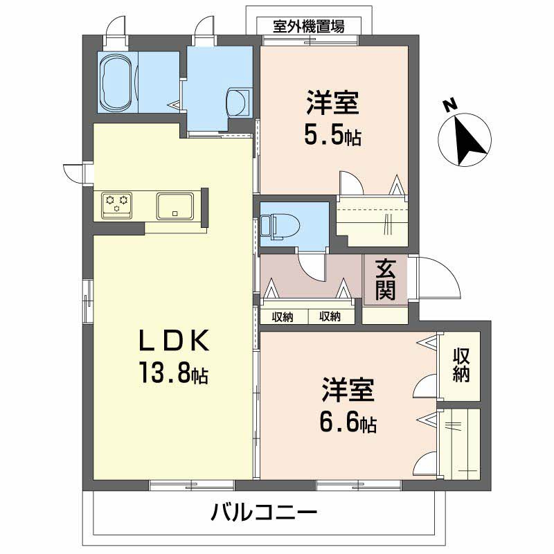 ヴィラージュヌフ Ⅱ棟の間取り