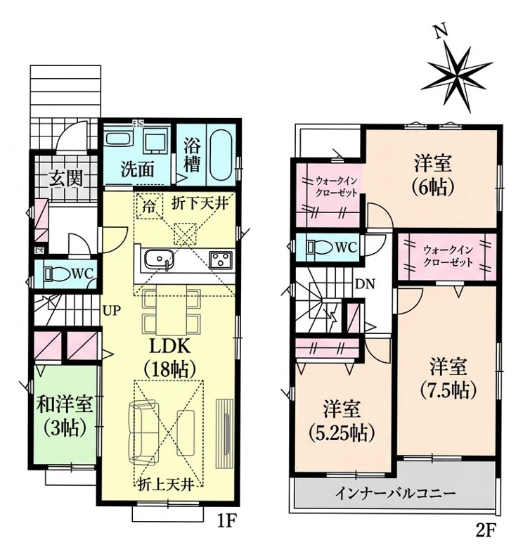 [新築住宅] 坂戸市溝端町 4期 全2棟の間取り
