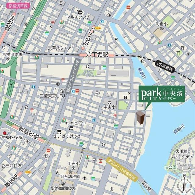 パークシティ中央湊　ザ　タワーの地図