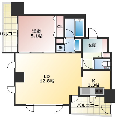 クロスレジデンス大阪新町の間取り