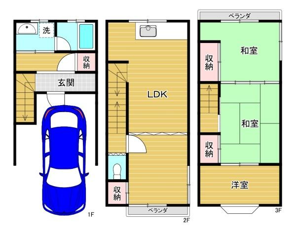 【間取り】 | 門真市岸和田3丁目　中古戸建