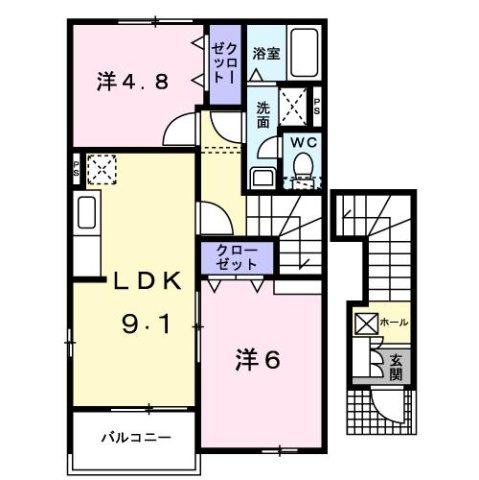プラシード　カーサＡの間取り