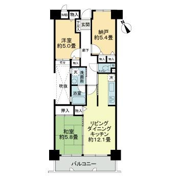 【間取り】 | ライオンズマンション学園前第２