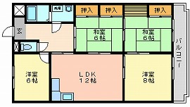 岡山市南区浦安南町の賃貸マンションの間取り