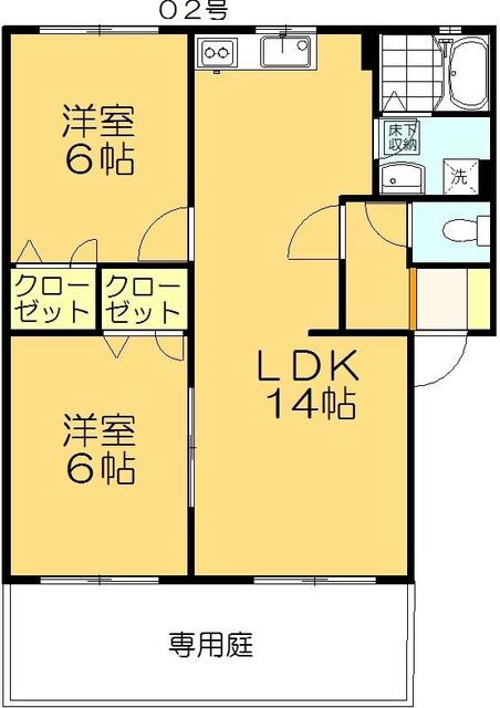 岡山市北区西市のアパートの間取り