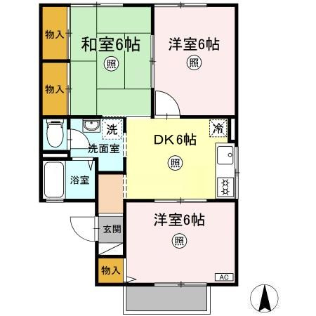 コーポラス西古松D棟の間取り