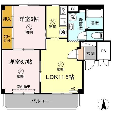 グランデュール高柳　A棟の間取り